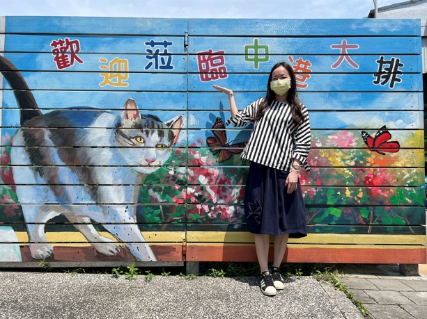 中港大排彩繪牆拍照打卡。 圖：新北市水利局提供