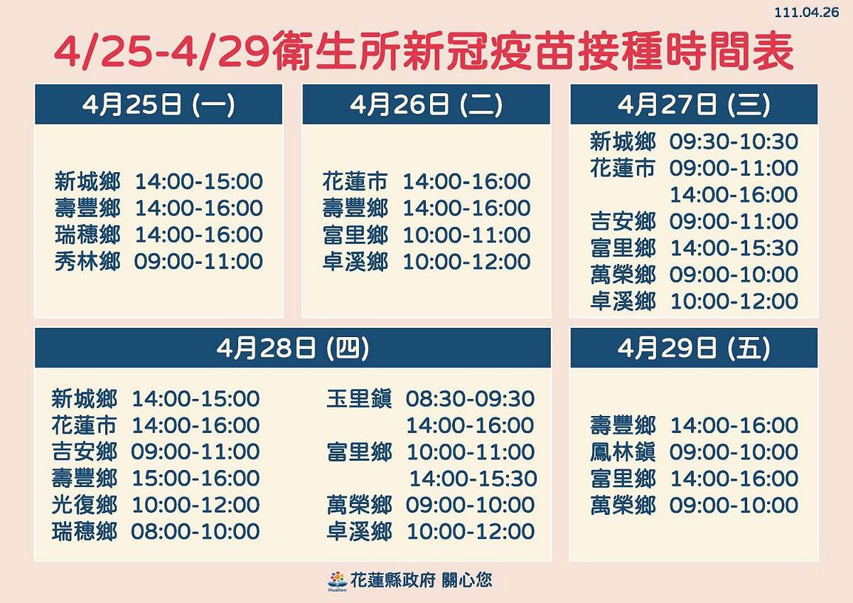 疫苗接種時間表。 圖：取自徐榛蔚臉書