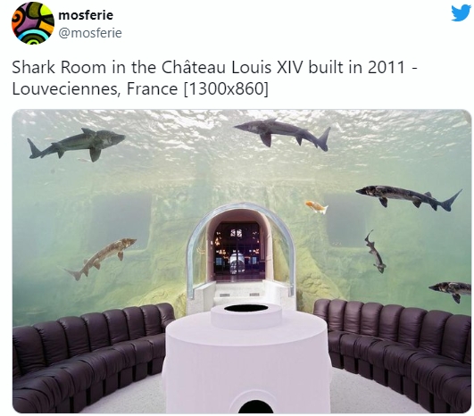 沙烏地富豪的海外豪宅，裡面竟然有水族館。 圖 : 翻攝自推特