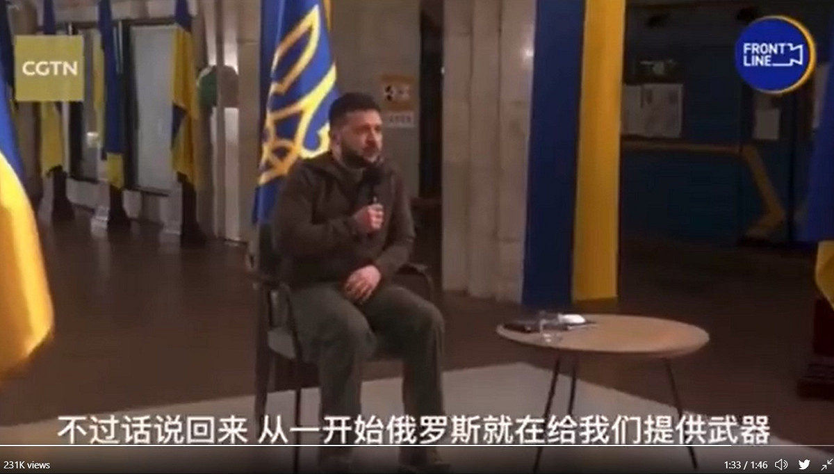 澤連斯基接受中國官媒記者提問，當場打臉中俄外宣話術。 圖：翻攝推特