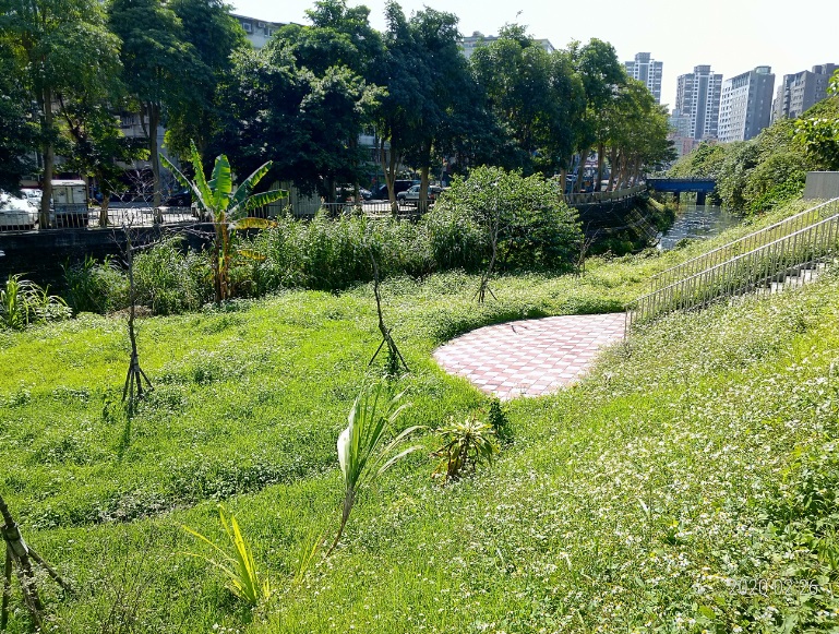 瓦磘溝礫間曝氣槽施工前基地樣貌。 圖：新北市水利局提供