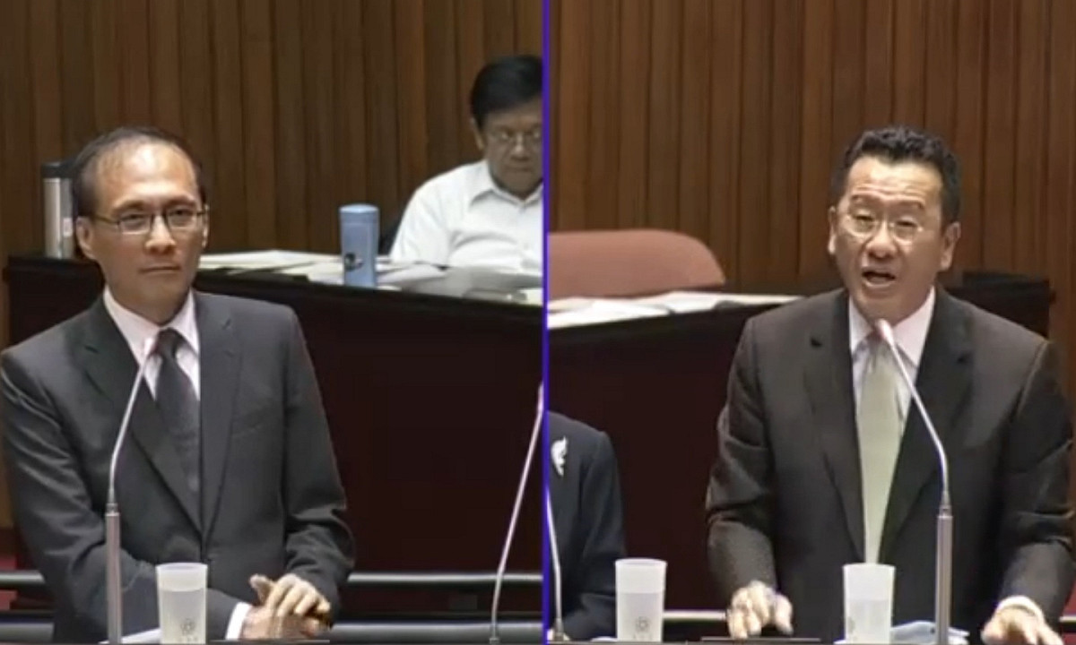 行政院長林全（左）17日備詢時表示，非常同意立委顧立雄（右）對於檢察官濫訴的看法。 圖：立法院IVOD