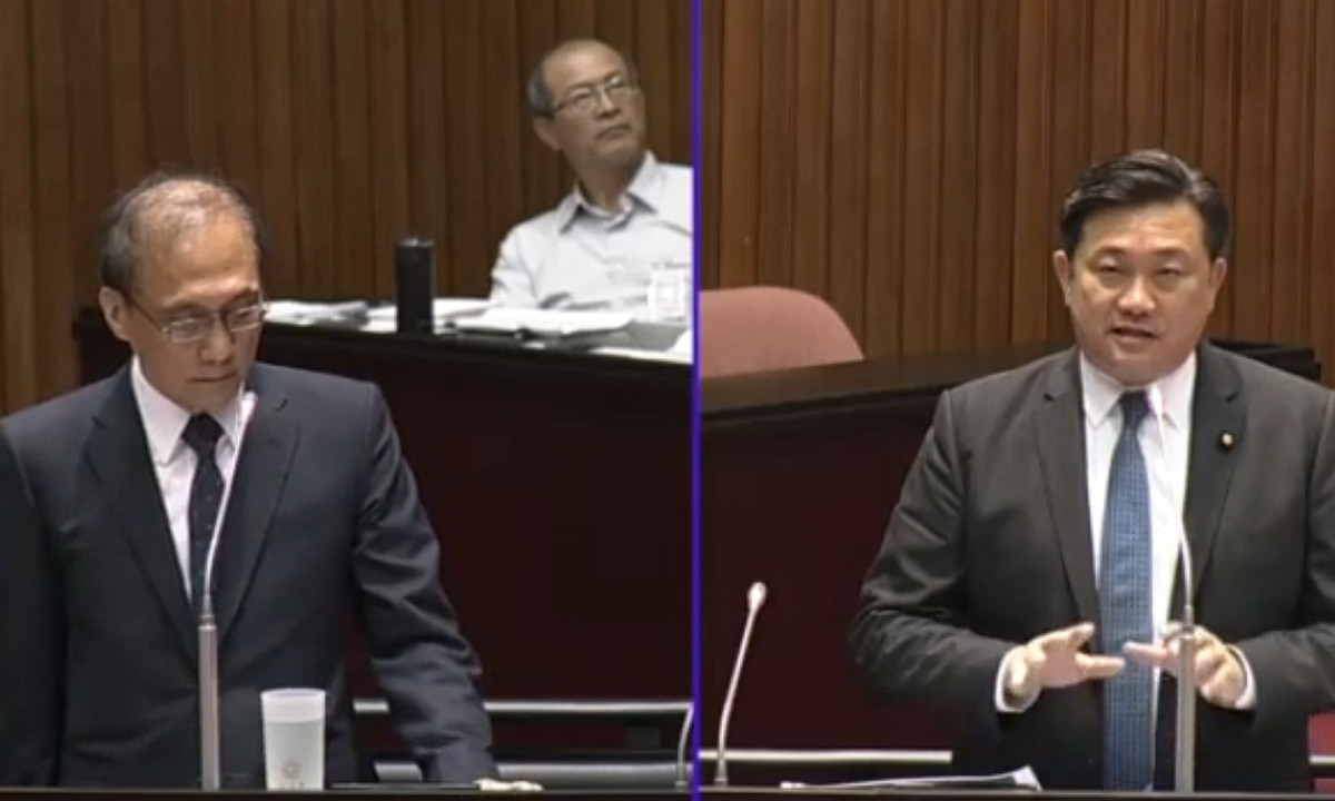 行政院長林全（左）28日備詢時表示，ECFA若真的對台灣不利，就會有終止的可能。 圖：立法院IVOD