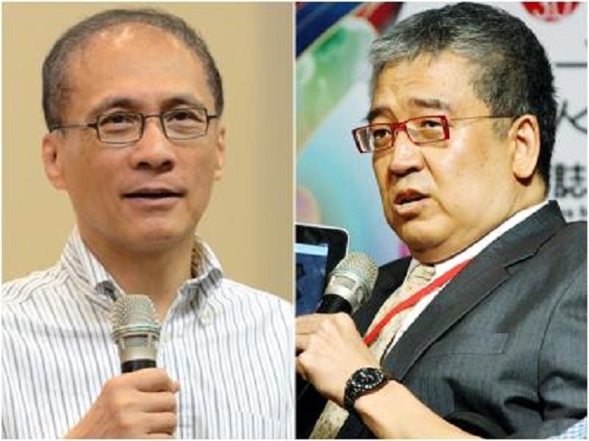 前總統國策顧問郝明義（右）在臉書公開給行政院長林全（左）的一封信，要求台電提供過去10年高峰用電期的歲修、購買汽電共生與再生能源的紀錄。 圖：中央社資料照片