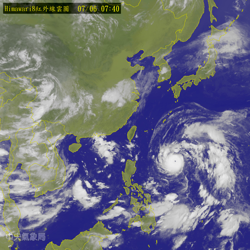 去年尼伯特已經轉為強烈颱風衛星雲圖畫面。 圖：中央氣象局提供