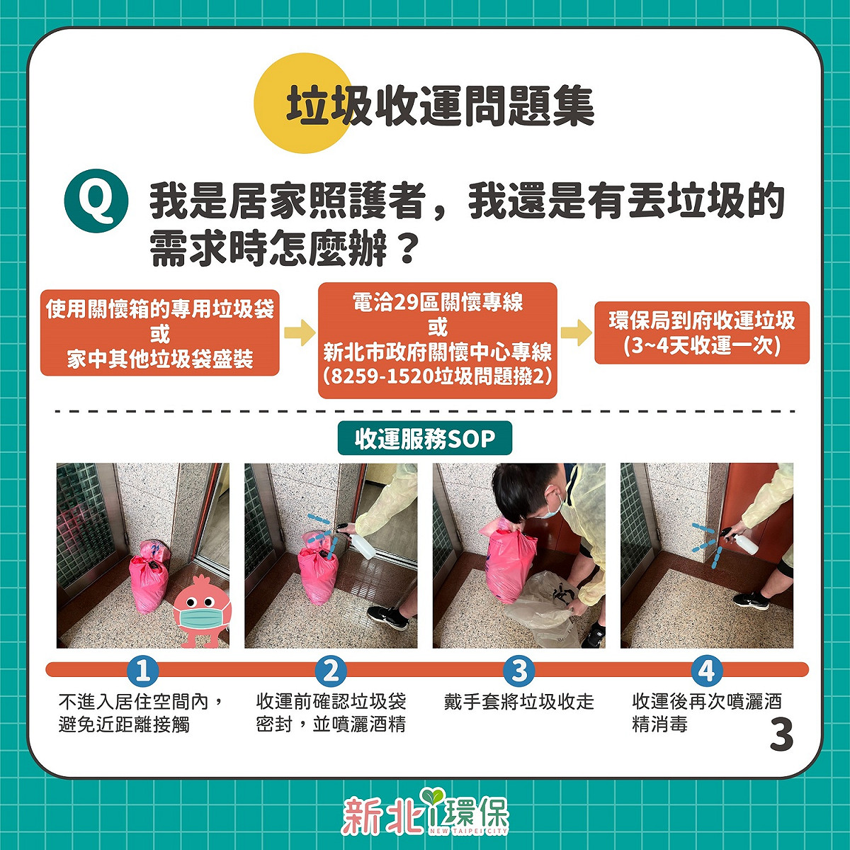 我是居家照護者，仍有垃圾清運需求時該怎麼辦。 圖：新北市環保局提供