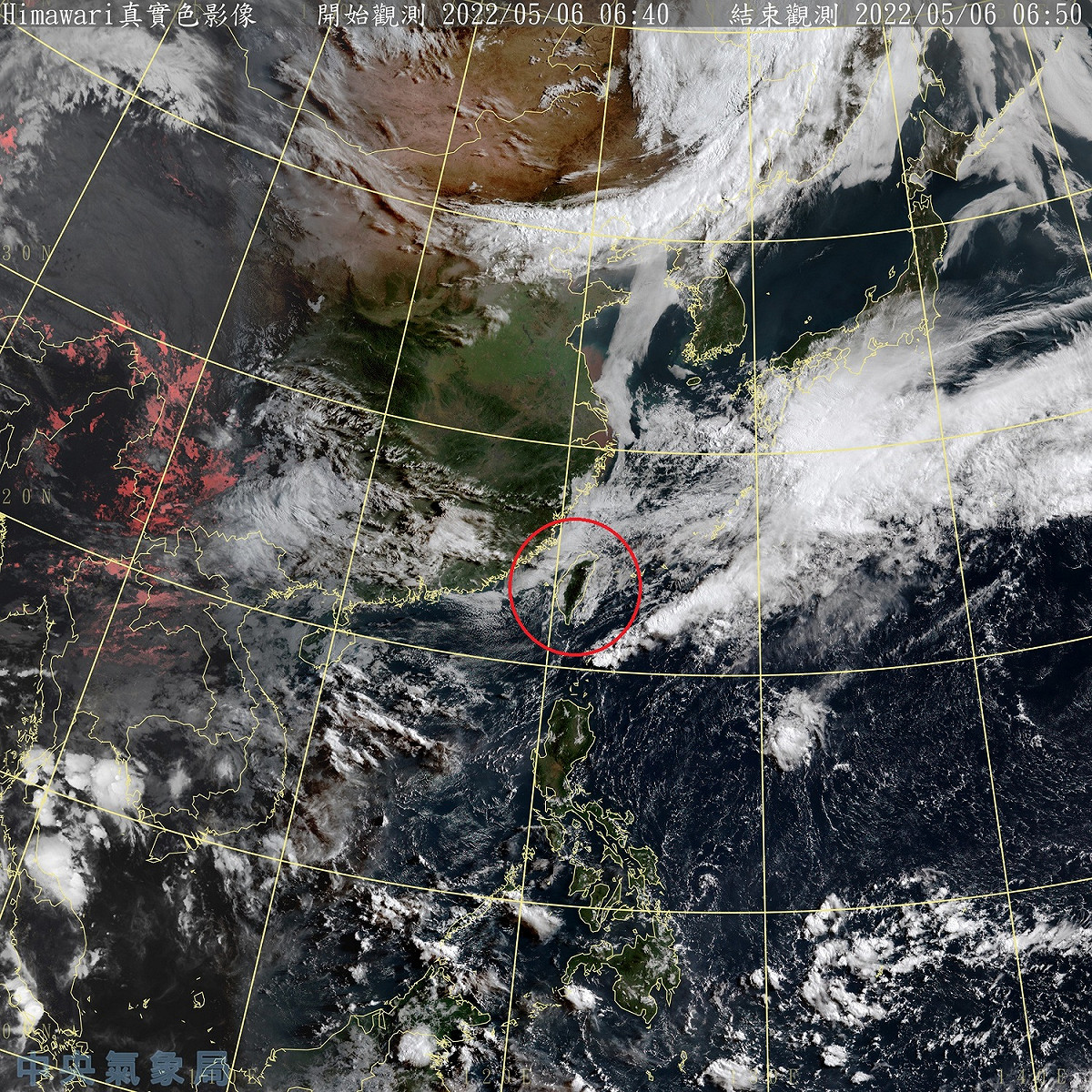 今天全台各地包括澎湖、金門、馬祖，大多為多雲到晴的好天氣，基隆北海岸與東半部地區有局部短暫陣雨，桃園以北地區也會有零星短暫陣雨。 圖：中央氣象局/提供