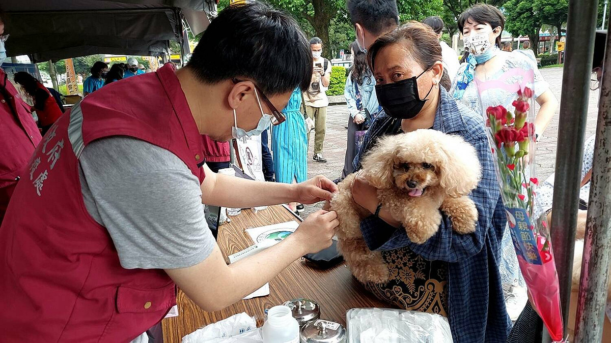 現場民眾踴躍施打疫苗。 圖：新北市動保處提供