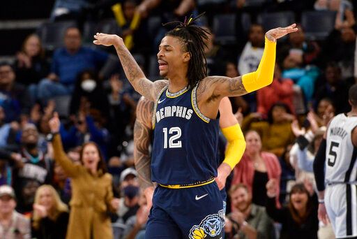 灰熊主控Ja Morant因傷缺席G4。 圖／美聯社／達志影像