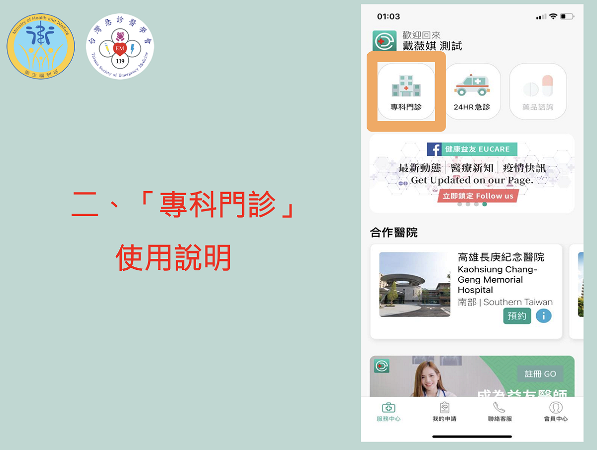 專科門診使用說明。 圖：衛生福利部/提供