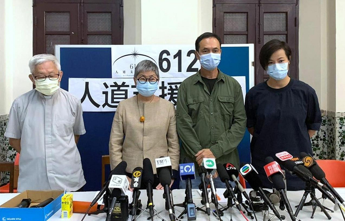 香港新任特首李家超一上任就大動作抓人，被捕者包括（左起）陳日君、吳靄儀、許寶強及何韻詩。 圖：取自香港電台官網
