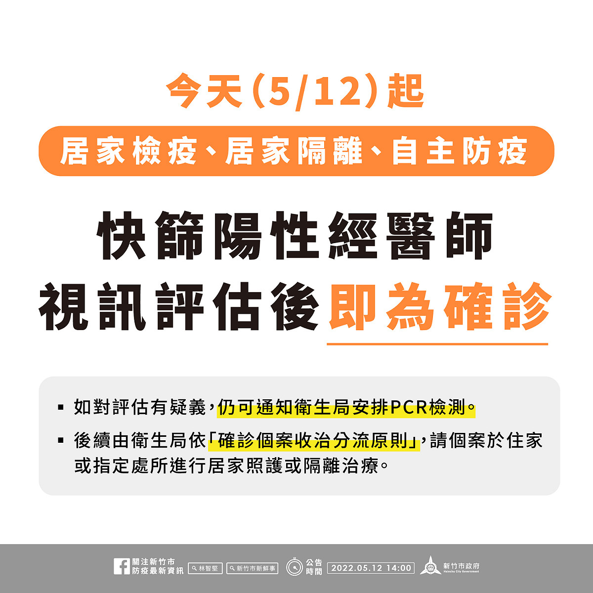 三類人快篩陽性行動指南。 圖：新竹市政府提供