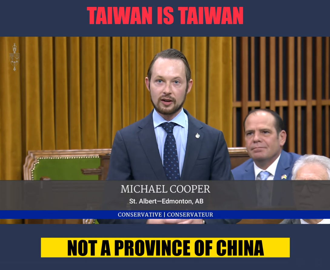 加拿大議員庫柏直言台灣不是中國的一省，台灣就是台灣。 擷取自庫柏臉書