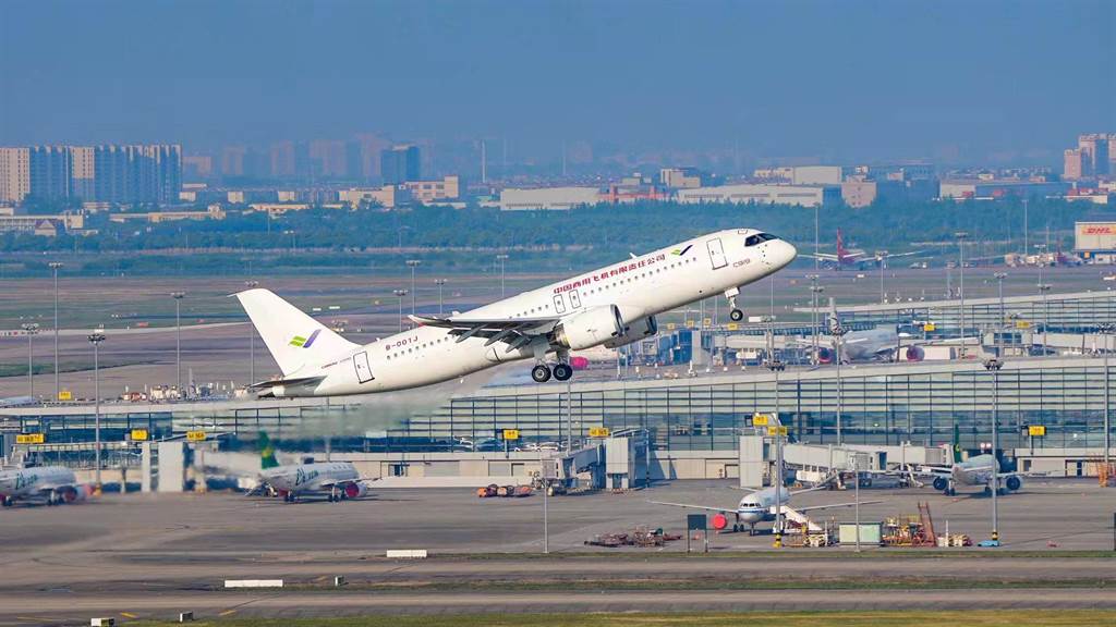 中國國產客機C919。 圖 : 翻攝自人民日報