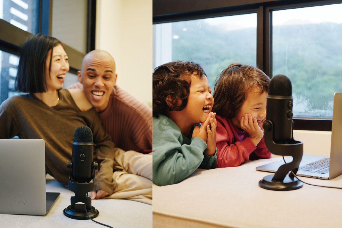 Logitech for Creators 發起「Together We Create創造聲活」全球計畫，台灣知名網紅「Rice &amp; Shine」一家六口分別擁有創作者、夫妻與親子等多重角色，正是介於創作、商務、娛樂與學習等多元聲活需求的代表者。 圖：Logitech/提供