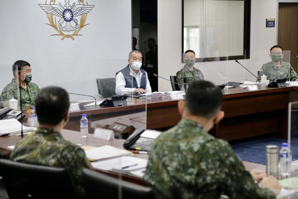 國防部長邱國正主持漢光38號演習兵棋推演精神講話。 圖：軍聞社/提供
