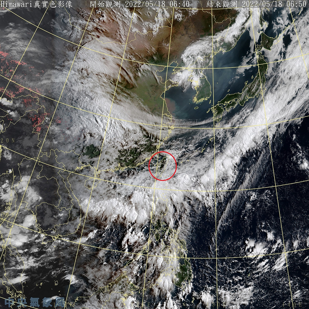 今天東北季風逐漸減弱，中部以北與東北部清晨天氣仍涼，東半部地區、基隆北海岸與恆春半島仍有局部短暫陣雨，其他地區則是多雲到晴。 圖：中央氣象局/提供