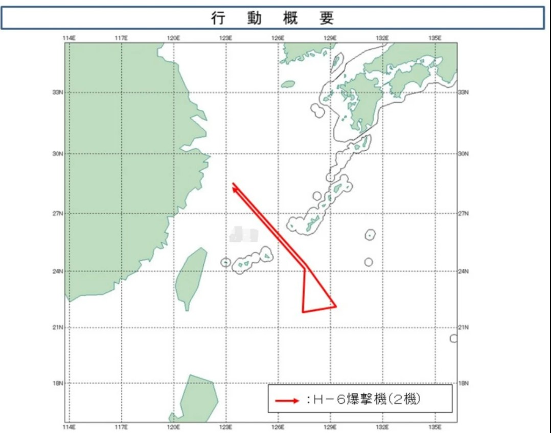中國轟炸機航行路線。 圖：翻攝自騰訊網