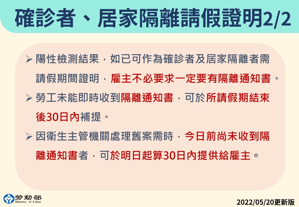 確診者、居家隔離請假證明。 圖：中央流行疫情指揮中心／提供