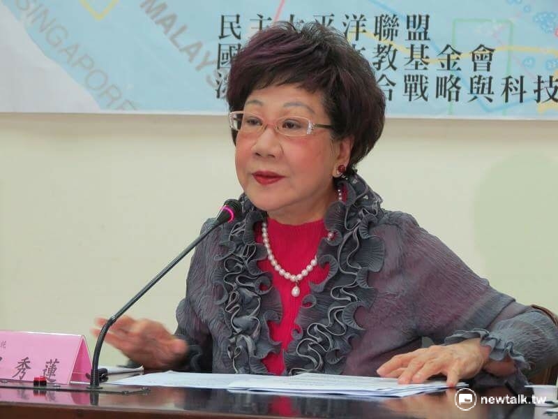 前副總統呂秀蓮21日表示，民進黨的核心價值是「媒體是社會公器」，因此媒體中立會比較好。 圖：新頭殼資料照片