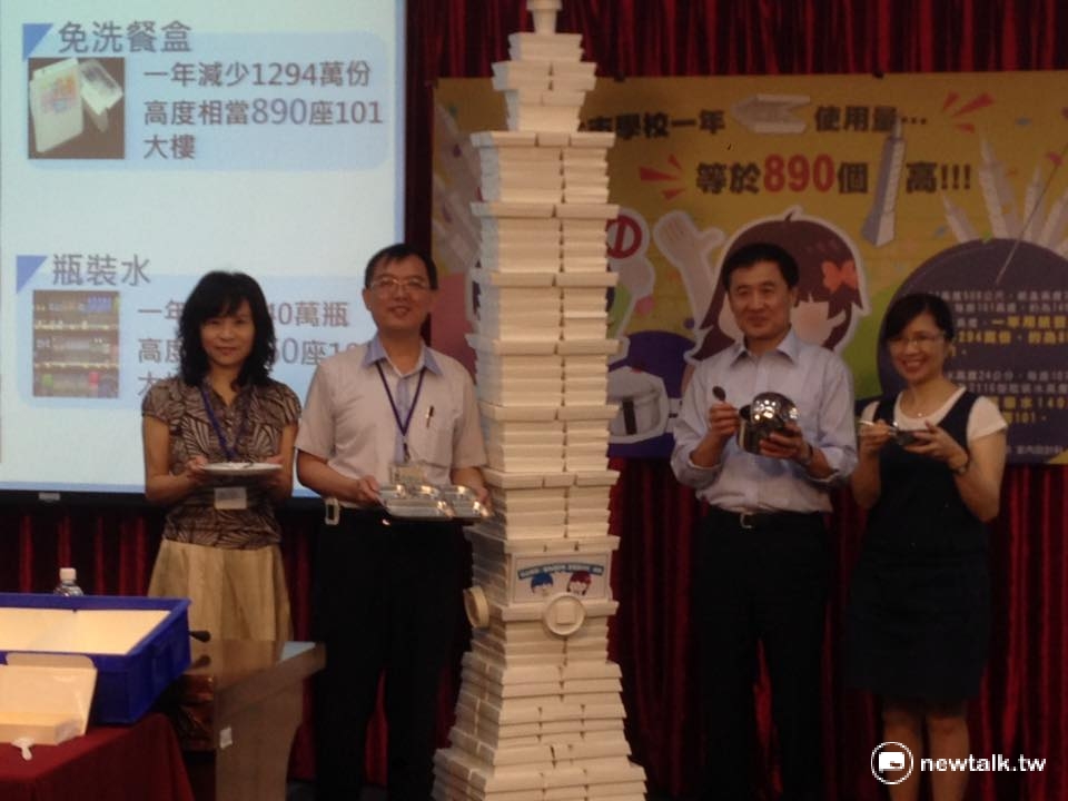 為了推廣環保，北市校園8/1起，將全面禁用一次性餐具及瓶裝水。 圖：呂佳峻/攝