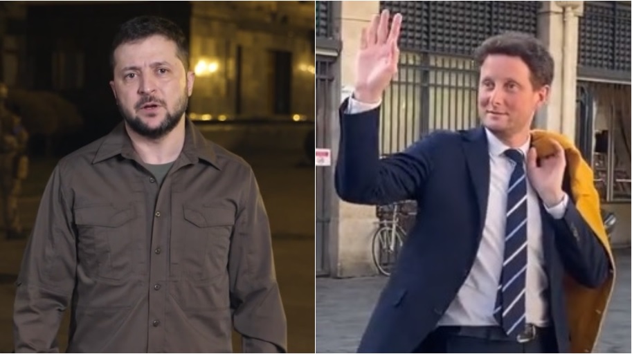 烏克蘭總統澤連斯基（Volodymyr Zelensky）、法國歐洲事務部長波恩（Clement Beaune） 圖：翻攝自澤連斯基臉書、波恩推特
