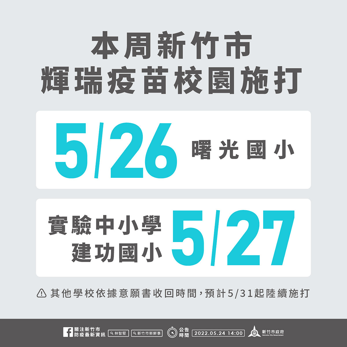 新竹市輝瑞施打資訊。 圖：新竹市政府提供