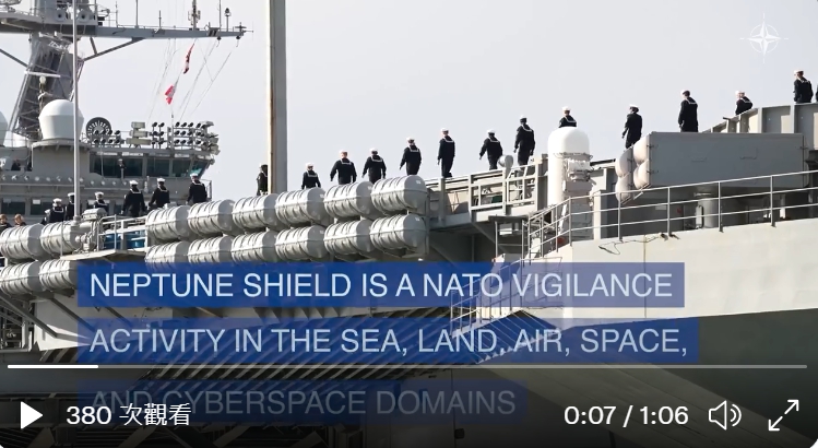 參與北約Neptune Shield 2022 海王星盾演習的海軍士兵。 圖 : 推特影片截圖