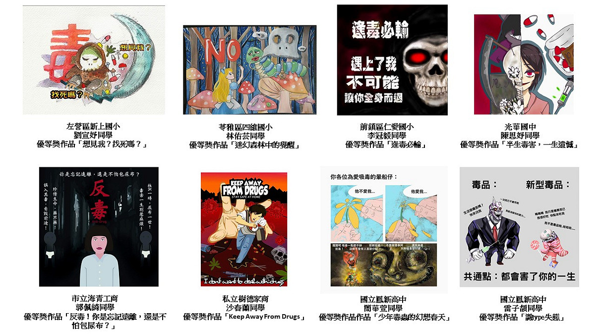 高市教育局、樹德家商全國防制學生藥物濫用創意梗圖創作徵選競賽。 圖:高雄市教育局提供
