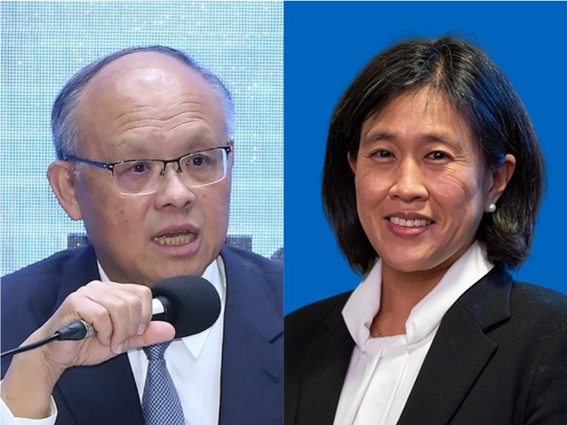知情官員28日表示，台美有深化經貿關係的具體方法，但相關內容暫時不便說明，目前持續安排、討論行政院政務委員鄧振中與美國貿易代表戴琪的會面。 左圖為中央社檔案照片，右圖取自白宮網頁whitehouse.gov。