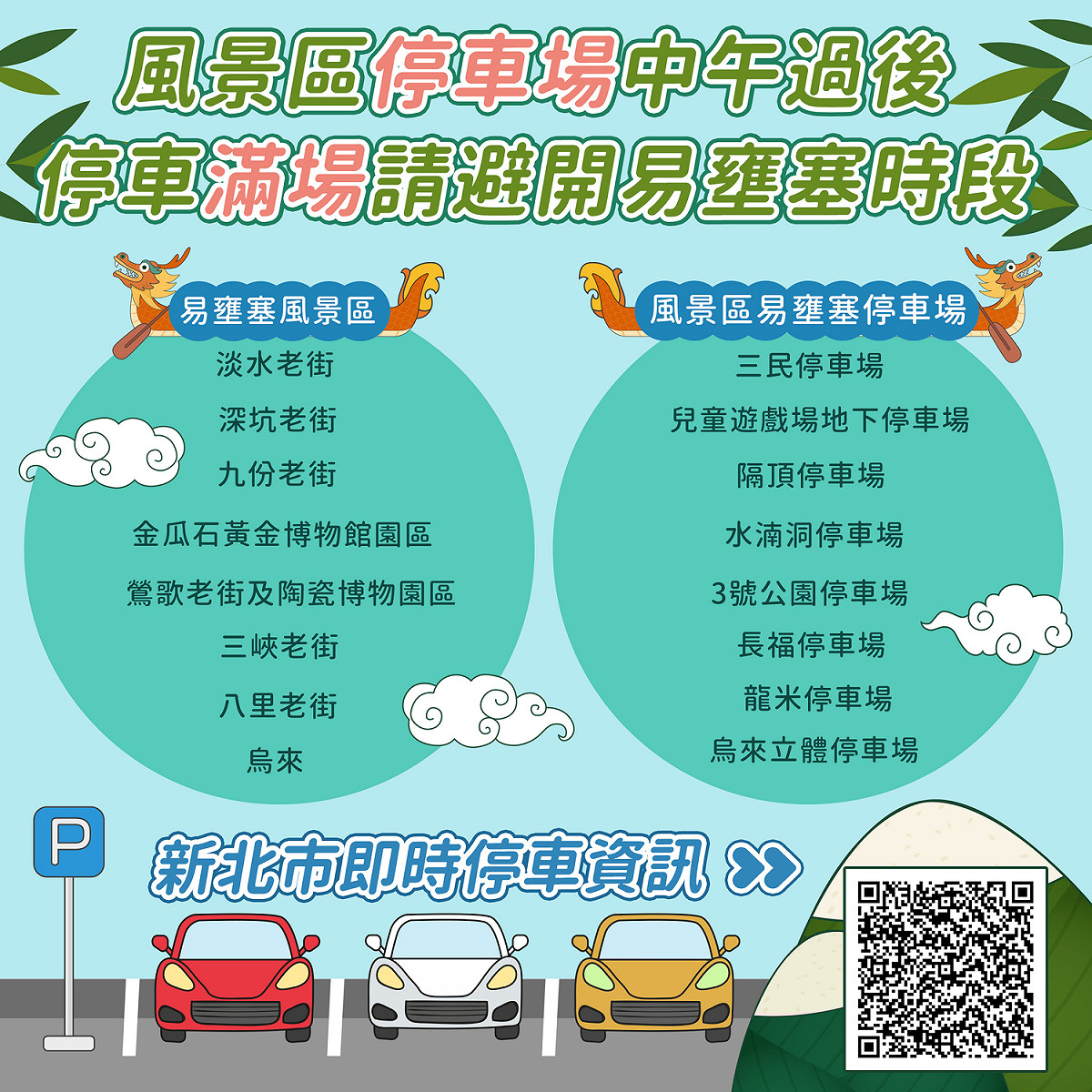 新北市端午連假易壅塞風景區。 圖：新北市交通局提供