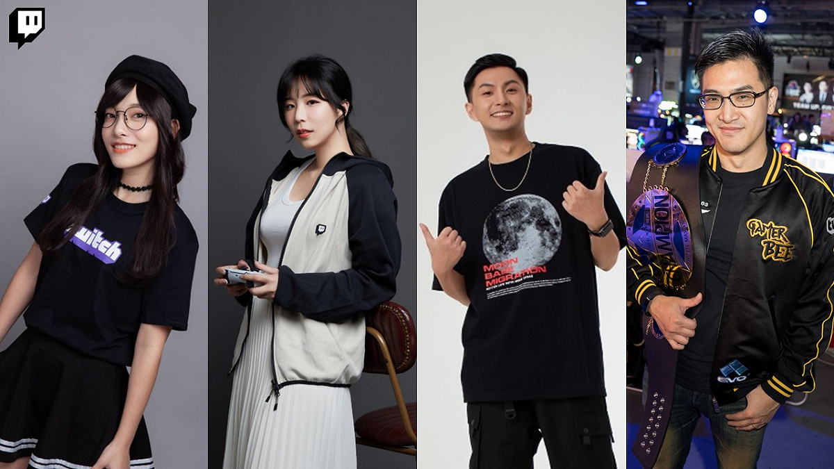 林芙芙、小墨、西南、小向（由左至右）等 15 位 Twitch 實況主也將在 6 月 3 日參與賽前 VIP 專屬導覽，共慶中信兄弟 Twitch 官方頻道突破 2 萬訂閱 圖：TWITCH/提供