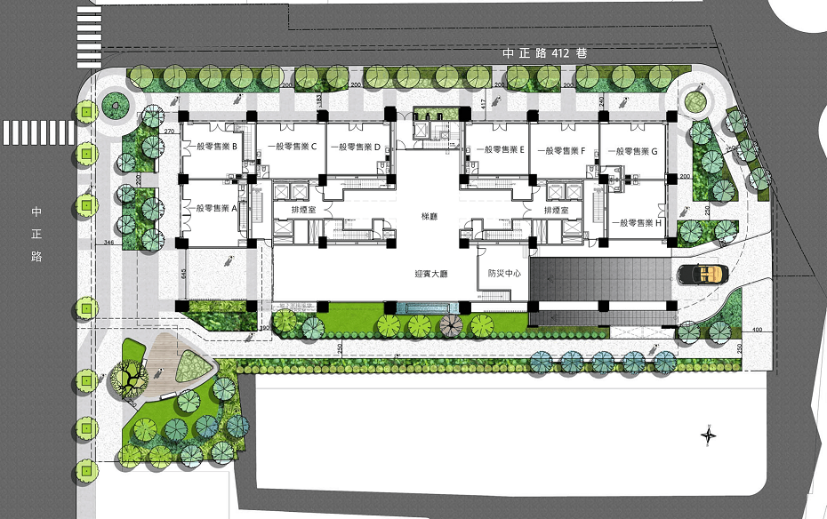 永和得和段更新後一樓平面示意圖。 圖：新北市都更處提供
