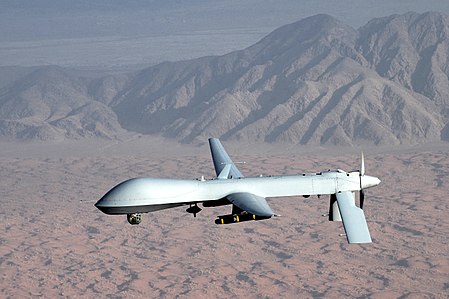 美軍打算賣給烏克蘭MQ-1C 捕食者無人機，可攜帶８枚地獄火飛彈。 圖：翻攝自維基百科