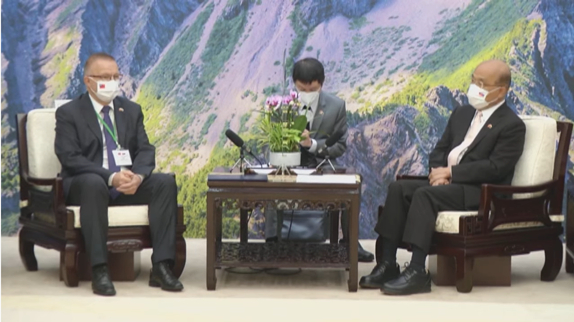 斯洛伐克國會及布拉提斯拉瓦省聯合訪團今（6）日拜會行政院長蘇貞昌。 圖：擷自直播畫面
