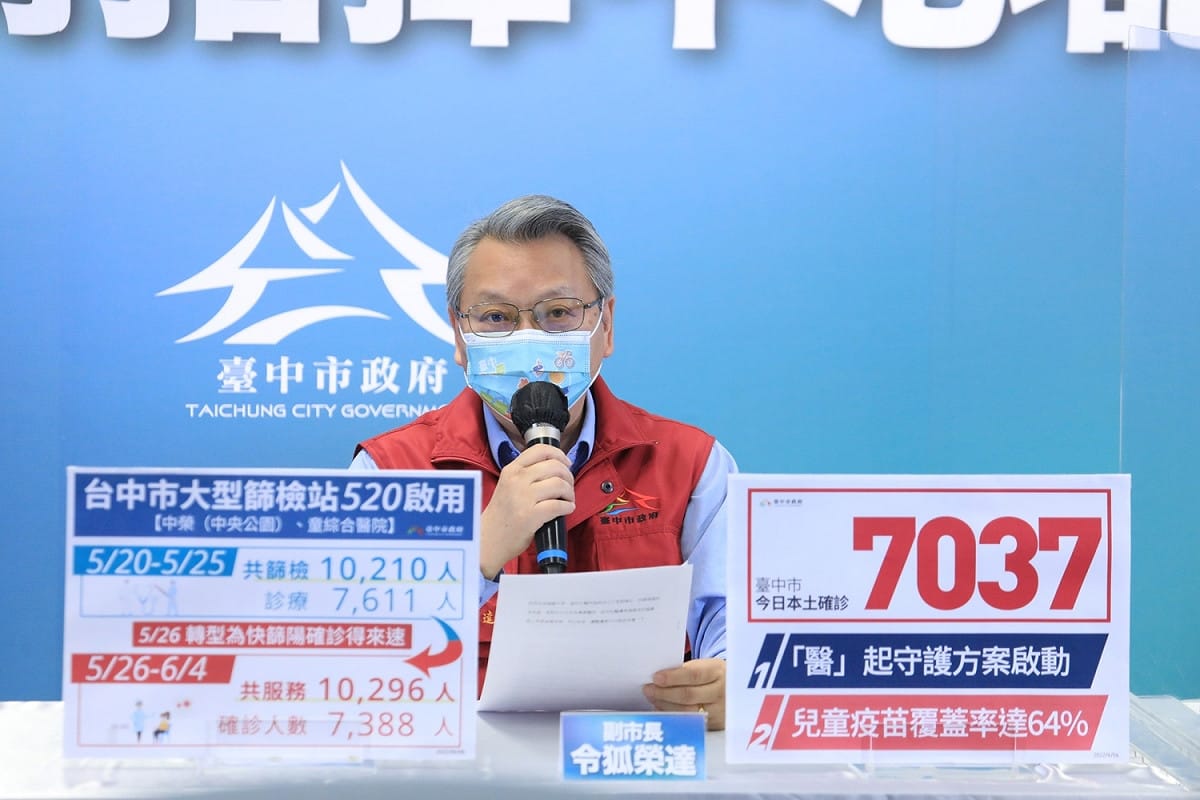 台中副市長令狐榮達表示，因「大型快篩陽確診得來速」需求逐漸減少，明日起將停止服務。 圖：台中市政府提供