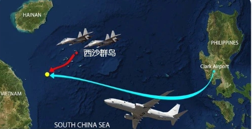 中國殲-16 戰機在南海對澳洲P-8 反潛偵察機投下箔條干擾彈，引發澳洲政府強烈抗議。 圖 : 翻攝自樞密院十號