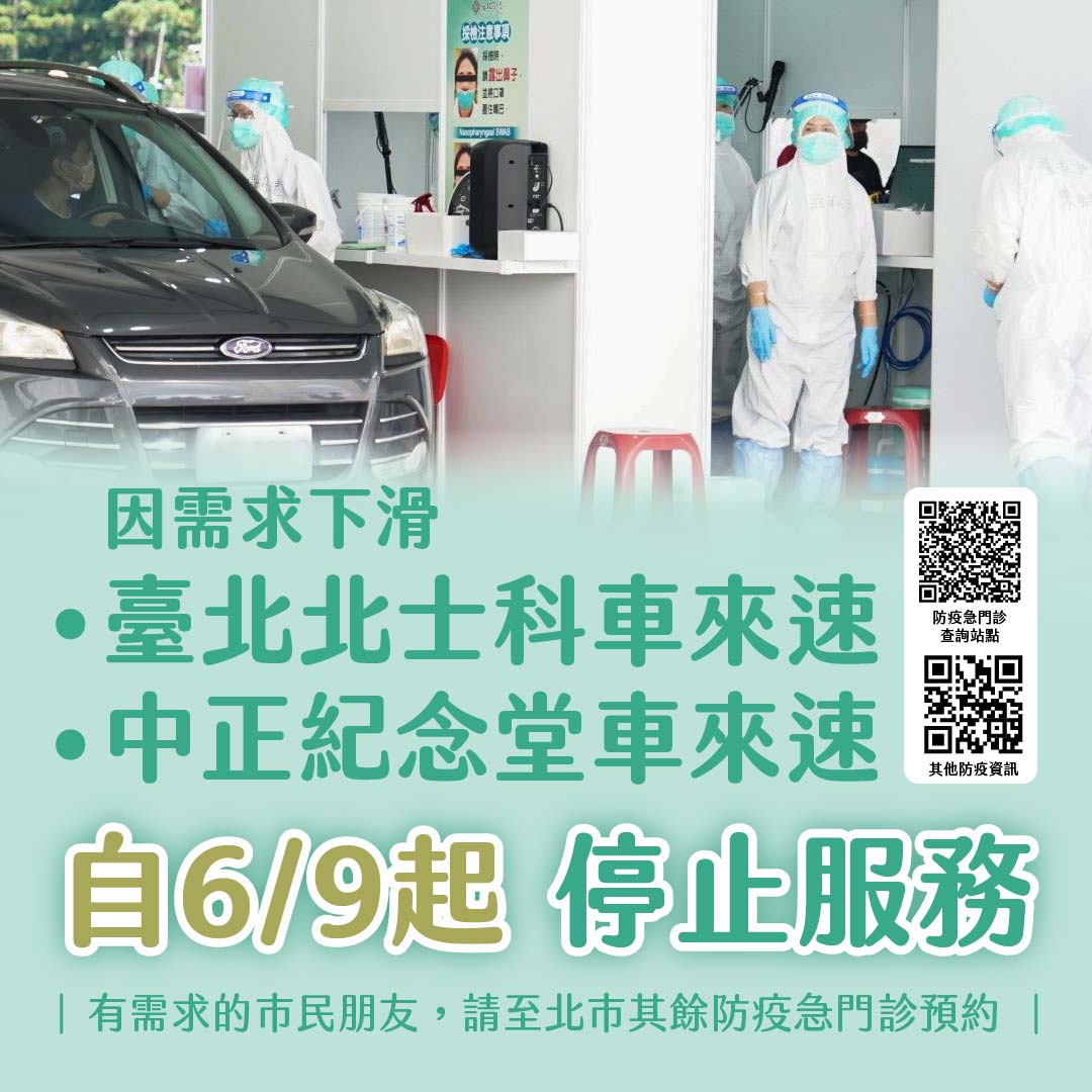 台北市北士科、中正紀念堂車來速明起停止服務。 圖：台北市政府 / 提供
