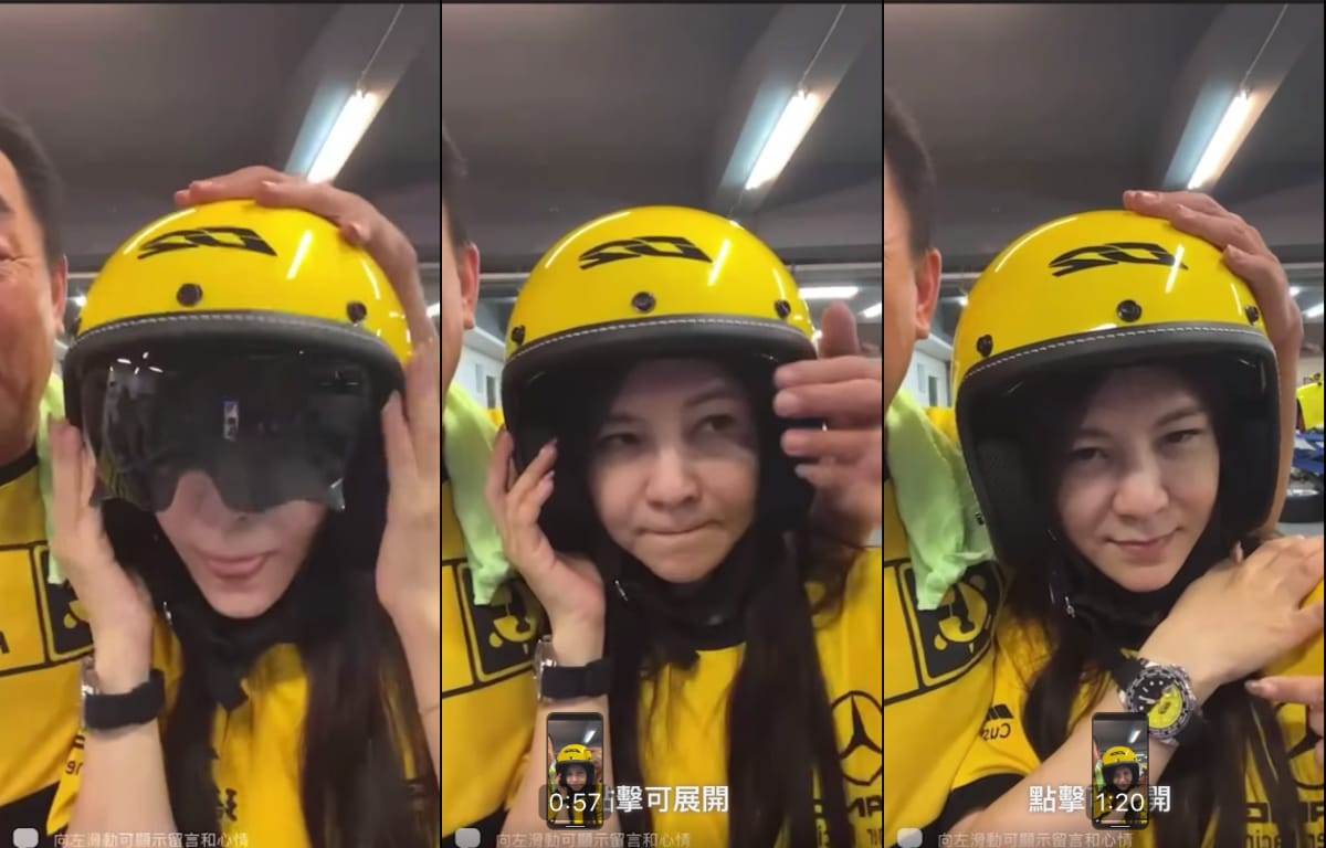 廖老大合體老婆拍影片。 圖：翻攝自廖老大FB(@賽車教父-廖老大)