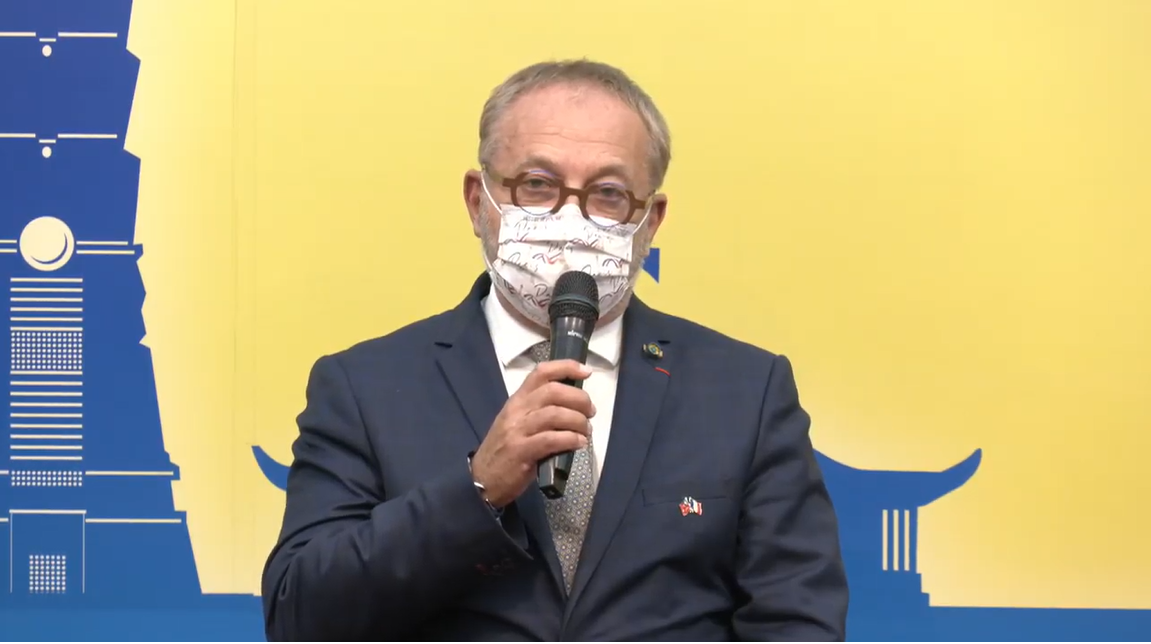 法國參議院外交暨國防委員會副主席、友台小組副主席葛里歐（Joël Guerriau）。 圖：擷自直播畫面