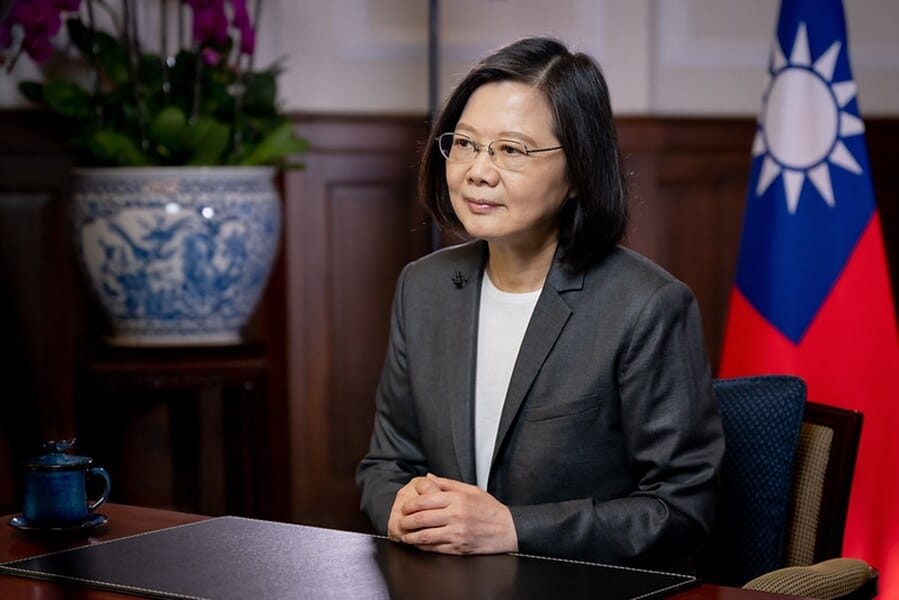 蔡英文表示，台灣和烏克蘭一樣不會屈服於壓力，貿易投資合作仍將是共同抵禦威權主義的關鍵支柱。 圖：總統府提供