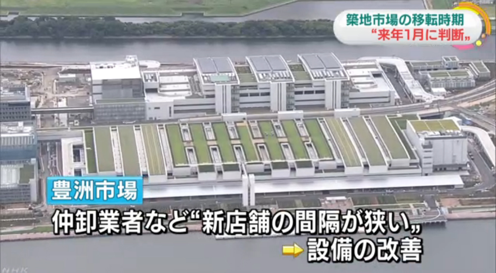 日本東京豐洲市場被驗出污染物，將再進一步檢測，結果預計明年1月中旬出爐。 圖：翻攝NHK