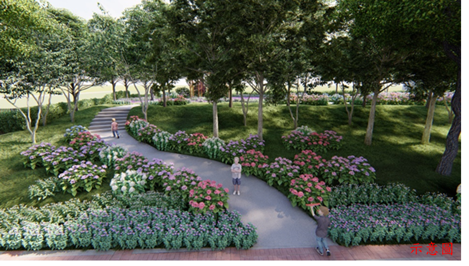 新北市北大污水廠將釋出綠地，打造花草公園供市民遊憩，圖為示意圖。 圖：新北市水利局/提供