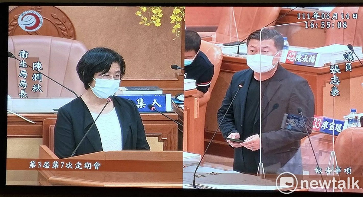 民進黨新北市議員張志豪質詢衛生局長陳潤秋。 圖：王峻昌／攝（資料照）