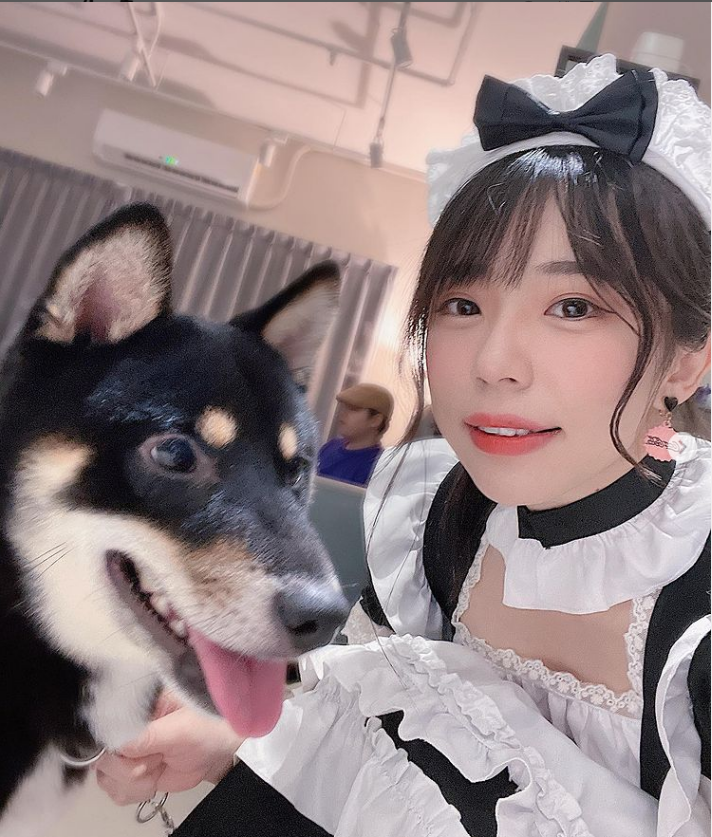 實況主赤鬼伯伯與柴犬SEVEN。 圖：翻攝自赤鬼伯伯 IG