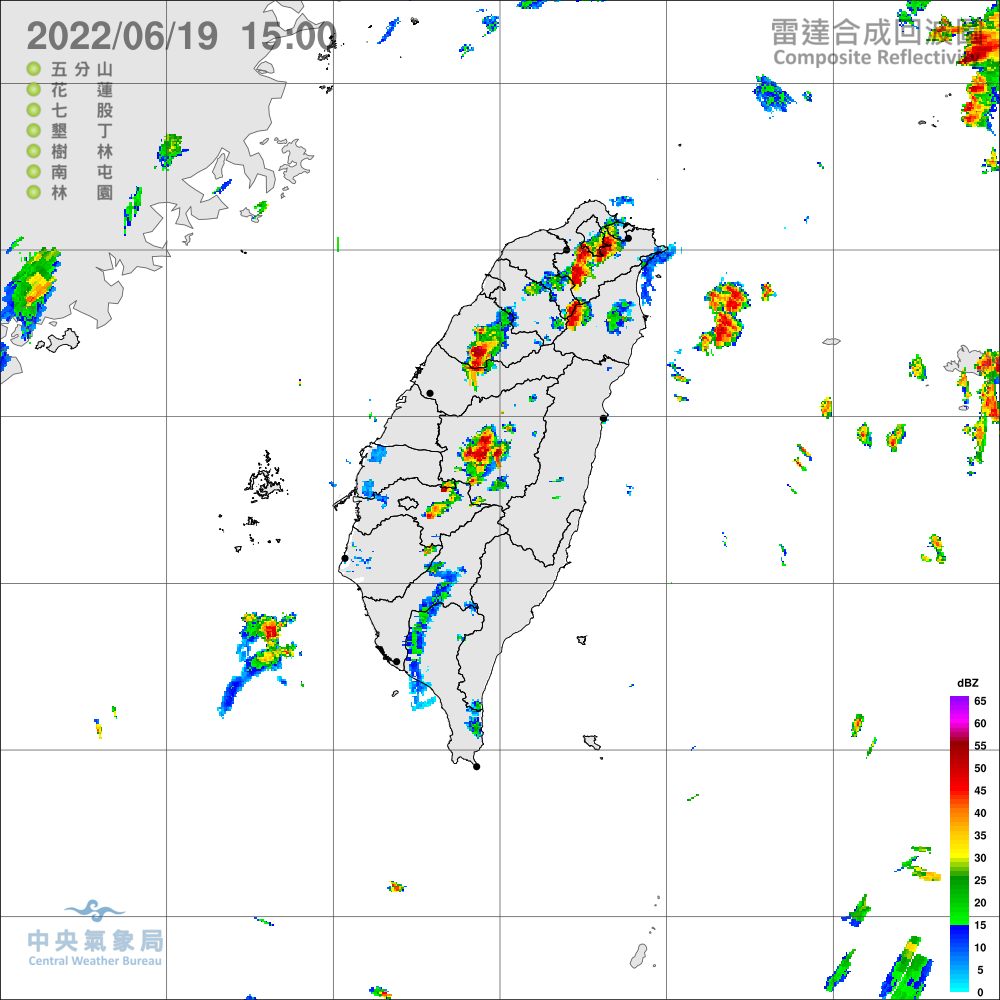 氣象局表示，新北至苗栗、宜蘭及南投山區有局部大雨發生的機率。 圖：氣象局/提供