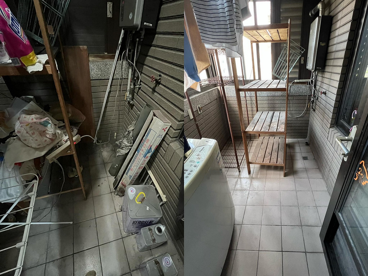 民進黨立委高嘉瑜今（20）天在臉書PO打掃前後的對比照。 圖：擷自高嘉瑜臉書