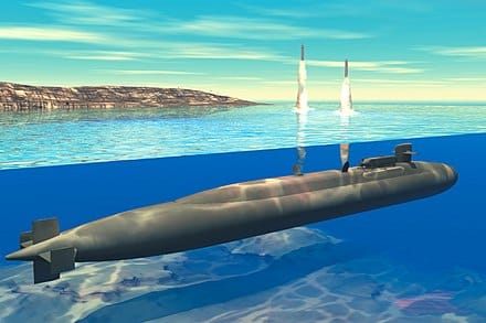 俄亥俄級潛艦發射三叉戟彈道飛彈示意圖。 圖：擷取自維基百科