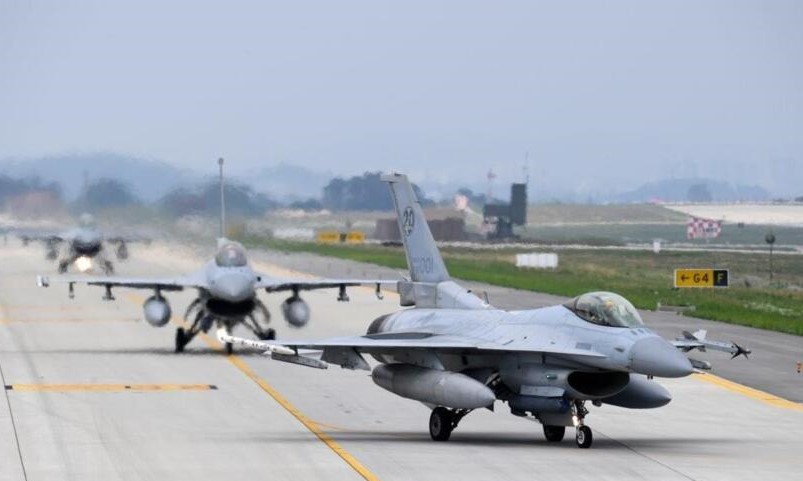 南韓空軍在忠清北道清州空軍基地舉行「翱翔鷹」上半年空中作戰演習。 圖 : 翻攝自環球網