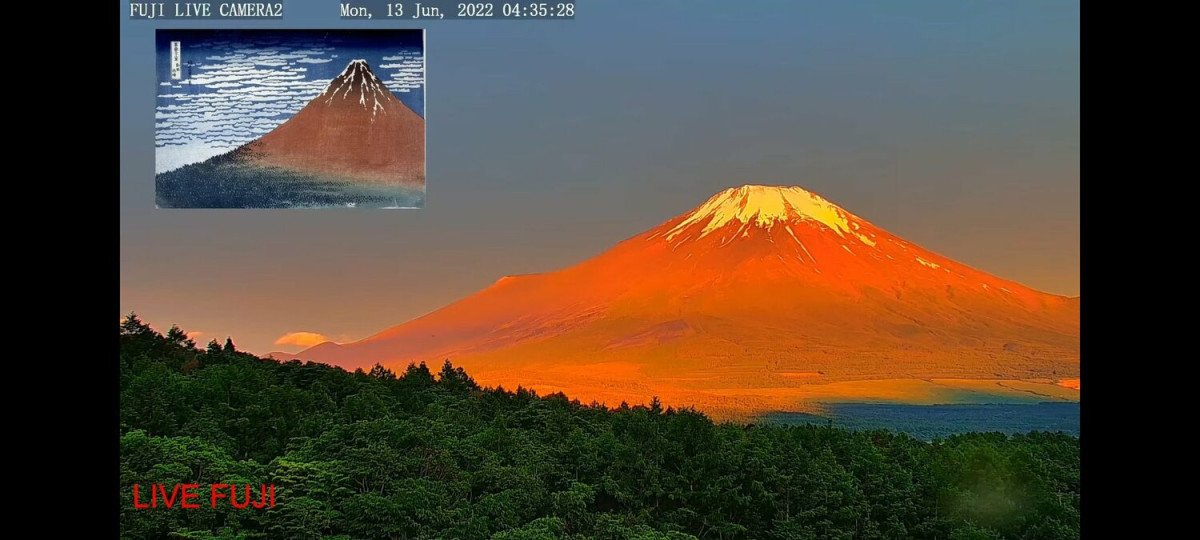 日出紅暈染出「赤富士」 攝影師大嘆: 真像葛飾北齋的畫一樣| 國際
